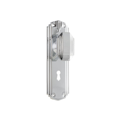 Tradco Door Knob Napier Art Deco Lock Pair Chrome Plated H178xW54xP50mm
