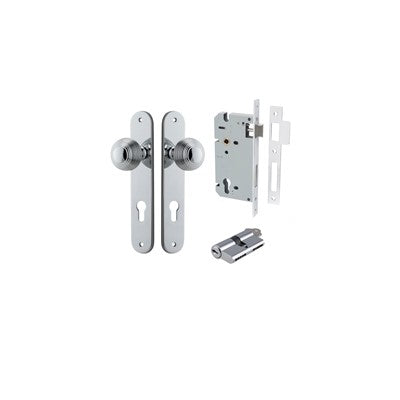 Iver Door Knob Guildford Oval Polished Chrome Key / Key Entrance Kit