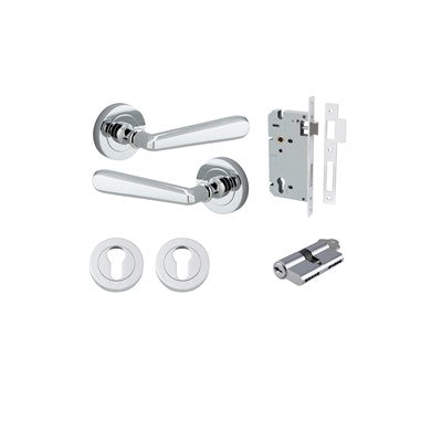 Iver Door Lever Copenhagen Rose Round Polished Chrome Key / Key Entrance Kit