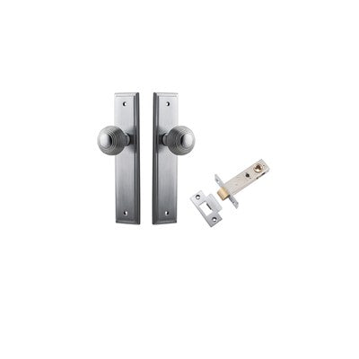 Iver Door Knob Guildford Stepped Brushed Chrome Passage Kit