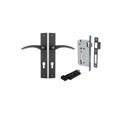 Iver Door Lever Oxford Rectangular Matt Black Key / Thumb Entrance Kit