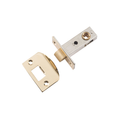 Tradco Tube Latch Split Cam Hard Sprung 'D' Striker Polished Brass Backset 45mm