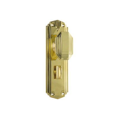 Tradco Door Knob Napier Art Deco Privacy Pair Polished Brass H178xW54xP50mm