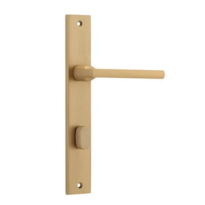 Iver Door Lever Baltimore Rectangular Privacy Pair Brushed Brass CTC85mm L118xP54mm BPH240xW38mm