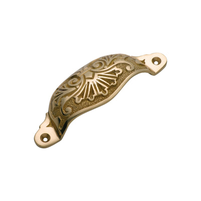 Tradco Drawer Pull Ornate Cupped Polished Brass H35xL110mm