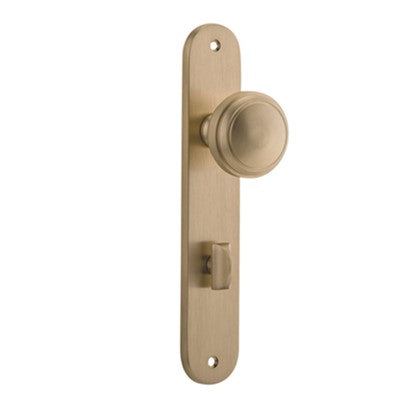 Iver Door Knob Paddington Oval Privacy Pair Brushed Brass CTC85mm D55xP61mm BPH240xW40mm