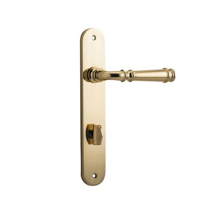 Iver Door Lever Verona Oval Privacy Pair Polished Brass CTC85mm L122xP56mm BPH240xW40mm