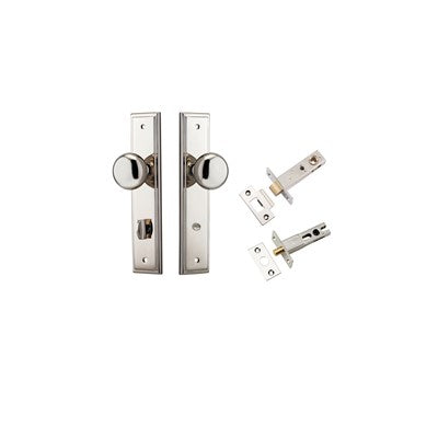 Iver Door Knob Cambridge Stepped Polished Nickel Privacy Kit