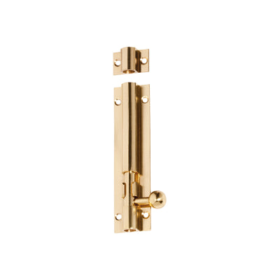 Tradco Barrel Bolt Polished Brass L100xW25mm Bolt 7.5mm