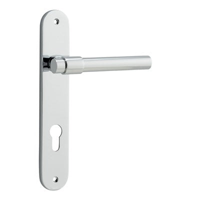 Iver Door Lever Helsinki Oval Euro Pair Polished Chrome CTC85mm L137xP58mm BPH240xW40mm