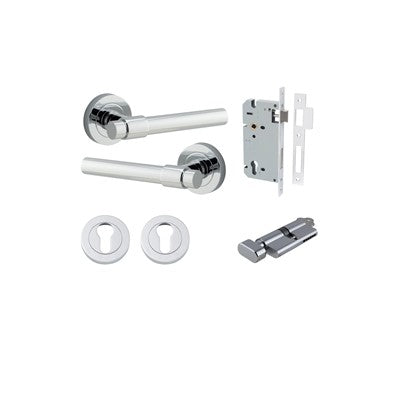 Iver Door Lever Helsinki Rose Round Polished Chrome Key / Thumb Entrance Kit