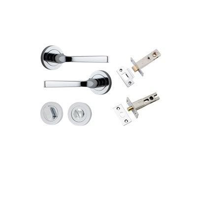 Iver Door Lever Annecy Rose Round Polished Chrome Privacy Kit