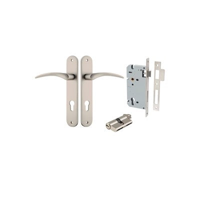 Iver Door Lever Oxford Oval Satin Nickel Key / Key Entrance Kit