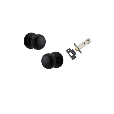 Iver Door Knob Cambridge Rose Round Matt Black Passage Kit