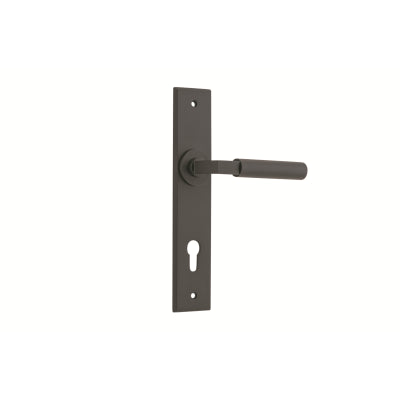 Iver Door Lever Berlin Chamfered Euro Pair Matt Black CTC85mm L120xP59mm BPH240xW50mm