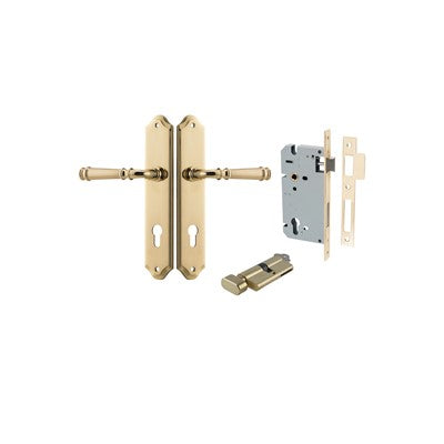 Iver Door Lever Verona Shouldered Polished Brass Key / Thumb Entrance Kit