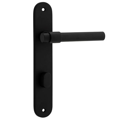 Iver Door Lever Helsinki Oval Privacy Pair Matt Black CTC85mm L137xP58mm BPH240xW40mm