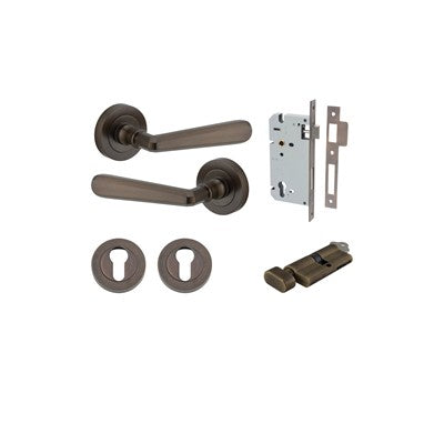 Iver Door Lever Copenhagen Rose Round Signature Brass Key / Thumb Entrance Kit