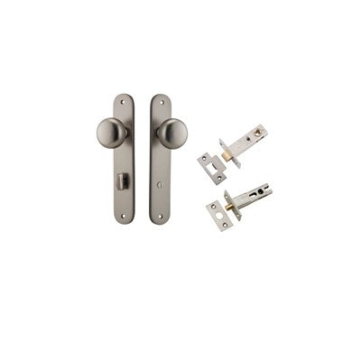 Iver Door Knob Cambridge Oval Satin Nickel Privacy Kit