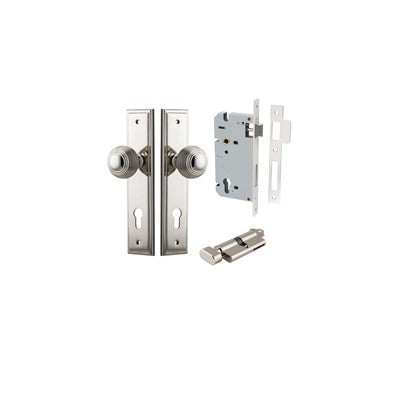 Iver Door Knob Guildford Stepped Polished Nickel Key / Thumb Entrance Kit