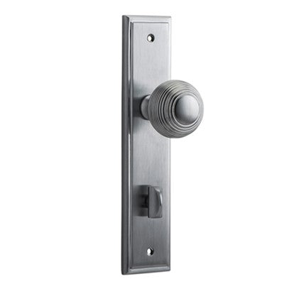 Iver Door Knob Guildford Stepped Privacy Pair Brushed Chrome CTC85mm D52xP75mm BPH237xW50mm