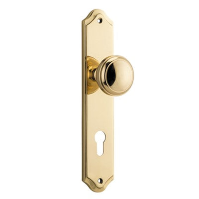 Iver Door Knob Paddington Shouldered Euro Pair Polished Brass CTC85mm D55xP63mm BPH250xW48mm