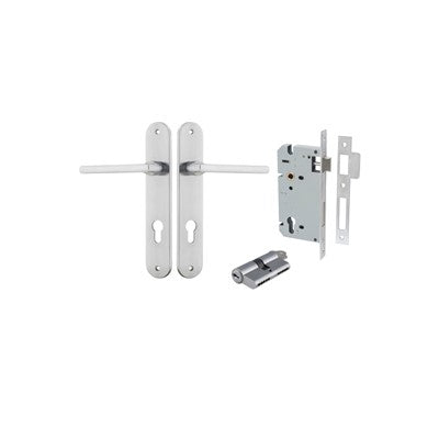 Iver Door Lever Baltimore Oval Brushed Chrome Key / Key Entrance Kit