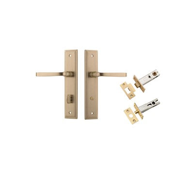 Iver Door Lever Annecy Stepped Brushed Brass Privacy Kit