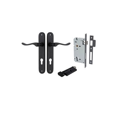 Iver Door Lever Stirling Oval Matt Black Key / Thumb Entrance Kit