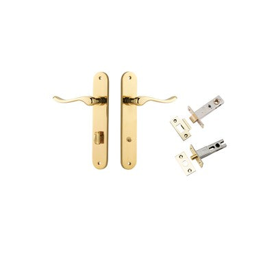 Iver Door Lever Stirling Oval Polished Brass Privacy Kit