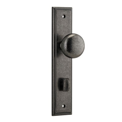 Iver Door Knob Cambridge Stepped Privacy Pair Distressed Nickel CTC85mm D55xP63mm BPH237xW50mm