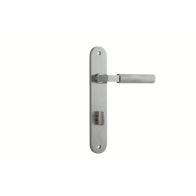 Iver Door Lever Brunswick Oval Privacy Pair Brushed Chrome CTC85mm L120xP57mm BPH240xW40mm