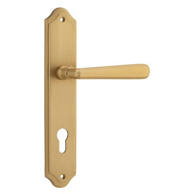 Iver Door Lever Copenhagen Shouldered Euro Pair Brushed Brass CTC85mm L120xP59mm BPH250xW48mm