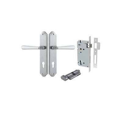 Iver Door Lever Copenhagen Shouldered Brushed Chrome Key / Thumb Entrance Kit