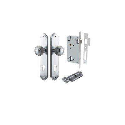 Iver Door Knob Guildford Shouldered Brushed Chrome Key / Thumb Entrance Kit