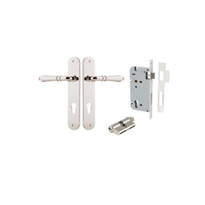 Iver Door Lever Sarlat Oval Polished Nickel Key / Key Entrance Kit