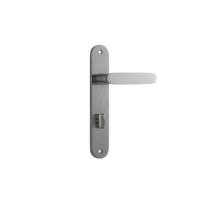 Iver Door Lever Bronte Oval Privacy Pair Brushed Chrome CTC85mm L117xP53mm BPH240xW40mm