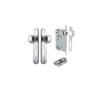 Iver Door Knob Paddington Oval Brushed Chrome Key / Key Entrance Kit