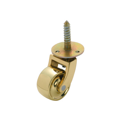 Tradco Castor Screw Plate Brass Wheel Polished Brass D32mm