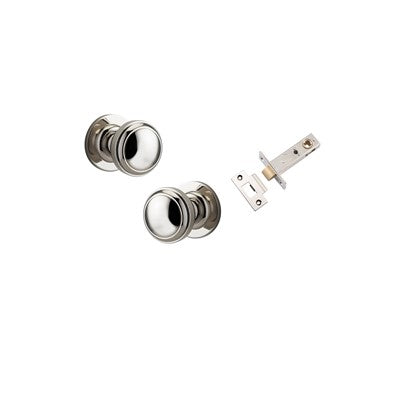 Iver Door Knob Paddington Rose Round Polished Nickel Passage Kit