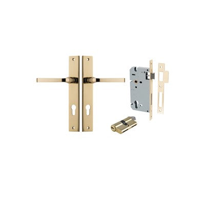 Iver Door Lever Annecy Rectangular Polished Brass Key / Key Entrance Kit