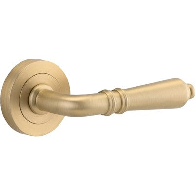 Iver Door Lever Sarlat Rose Round Concealed Fix Pair Brushed Brass L111xP56mm BPD52mm