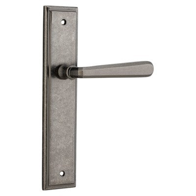 Iver Door Lever Copenhagen Stepped Latch Pair Distressed Nickel L120xP60mm BPH237xW50mm