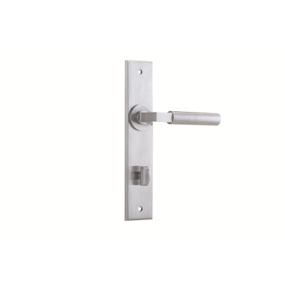 Iver Door Lever Berlin Chamfered Privacy Pair Brushed Chrome CTC85mm L120xP59mm BPH240xW50mm