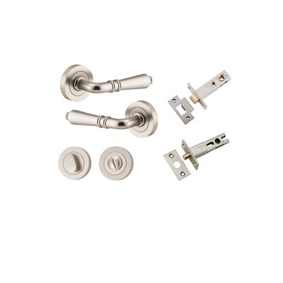 Iver Door Lever Sarlat Rose Round Satin Nickel Privacy Kit