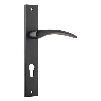 Iver Door Lever Oxford Rectangular Euro Pair Matt Black CTC85mm L125xP60mm BPH240xW38mm