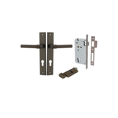 Iver Door Lever Helsinki Rectangular Signature Brass Key / Thumb Entrance Kit