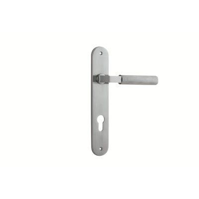 Iver Door Lever Brunswick Oval Euro Pair Brushed Chrome CTC85mm L120xP57mm BPH240xW40mm