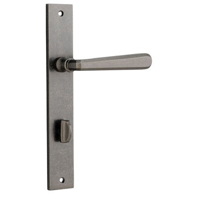 Iver Door Lever Copenhagen Rectangular Privacy Pair Distressed Nickel CTC85mm L120xP57mm BPH240xW38mm