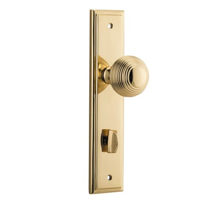 Iver Door Knob Guildford Stepped Privacy Pair Polished Brass CTC85mm D52xP75mm BPH237xW50mm